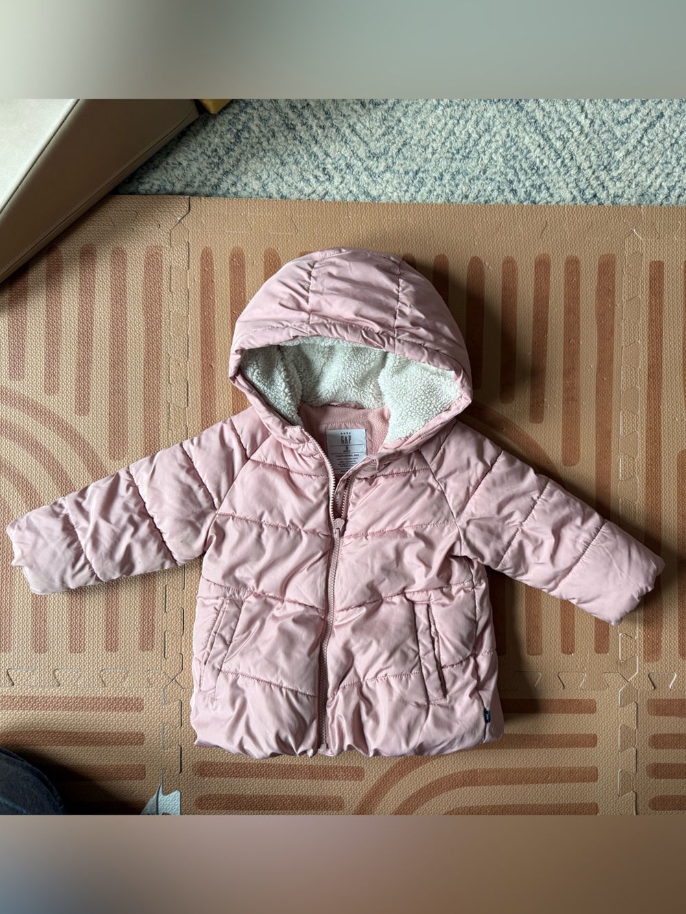 GAP Baby Pink Hooded Puffer Jacket